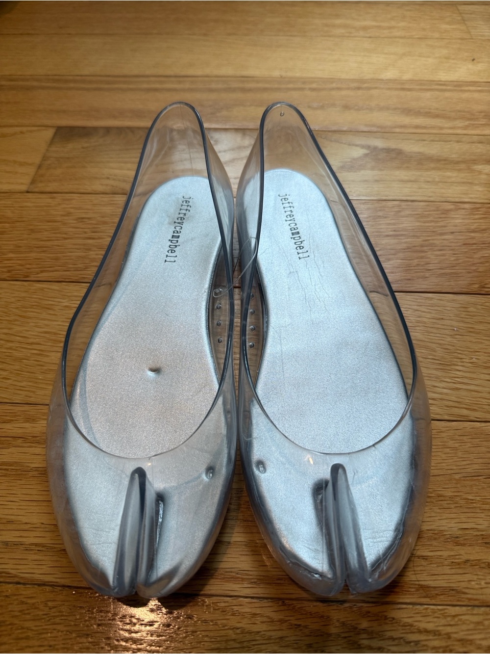 JEFFREY CAMPBELL Fixed Split Toe Jelly Flat - Clear Sz 8 - Picture 7 of 8